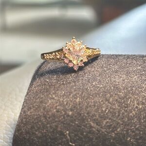 Rhodium Metal Diamond Shape Ring